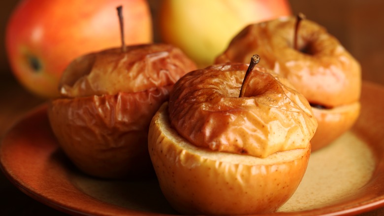 baked apples on plate