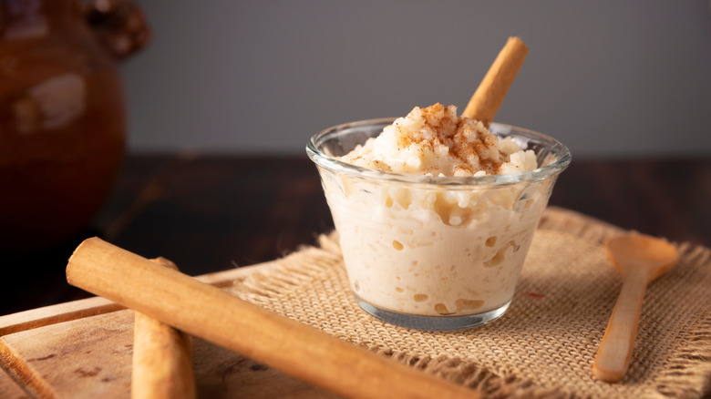 rice pudding with cinnamon stick