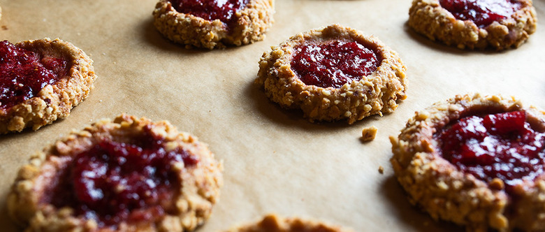 Peanut Butter Thumbprints with Strawberry Lambic Jam
