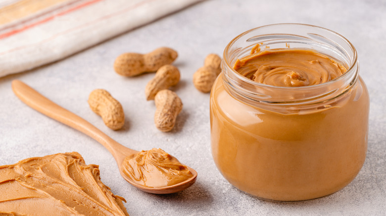 Jar of homemade peanut butter