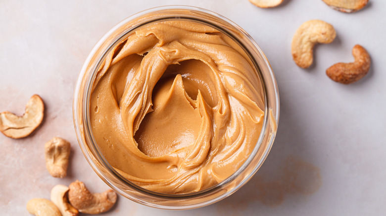 Jar of homemade cashew butter