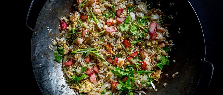 Shrimp Fried Rice with Pickled Rhubarb