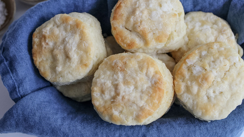 biscuits with blue napkin
