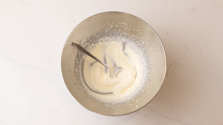 softly whipped cream in bowl
