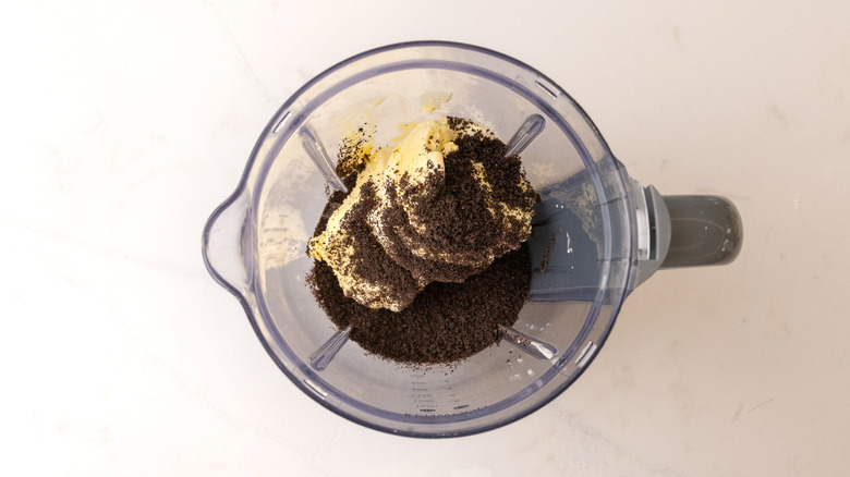 Ice cream and Oreo crumbs in blender