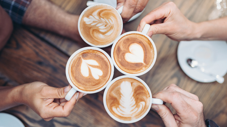 Latte art in cups
