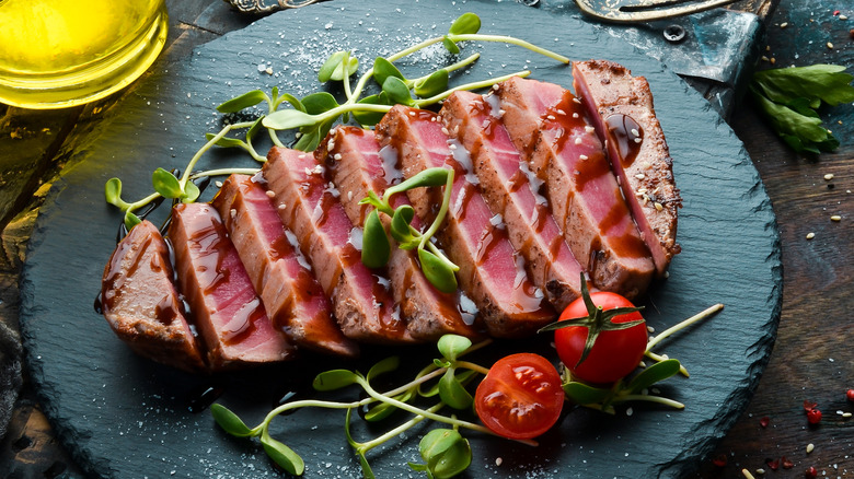 Sliced tuna steak