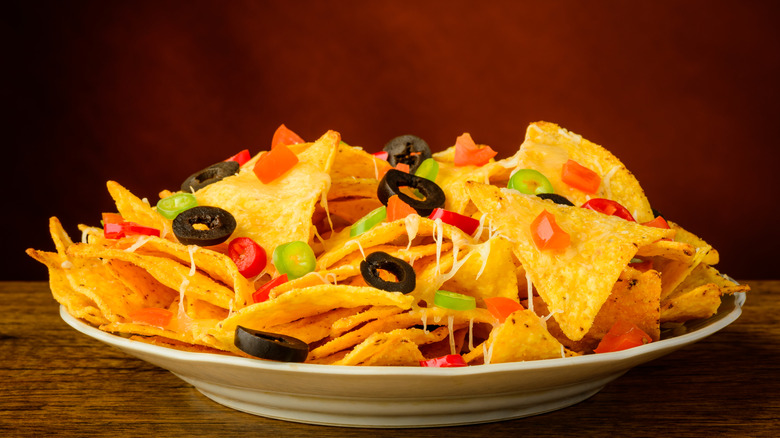 nachos with cheese and olives