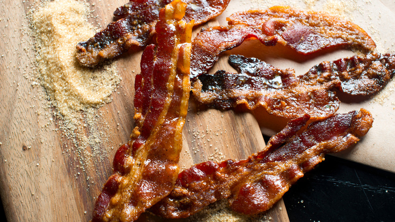 slices of bacon with brown sugar