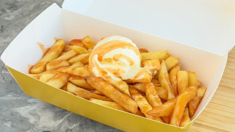 Top-view of fully-loaded dessert fries