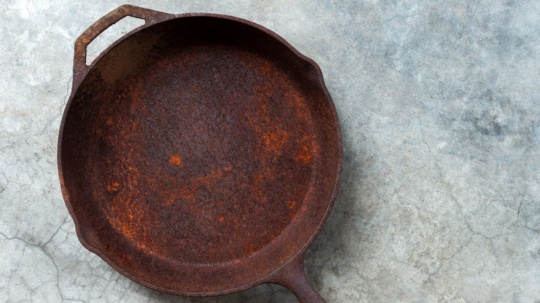 Rusted cast iron skillet