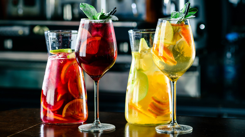 Red and white sangria pitchers 
