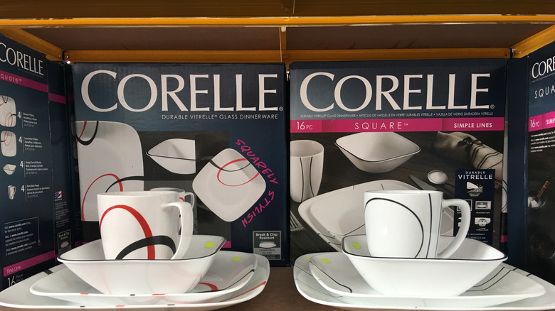 Corelle dinnerware on display