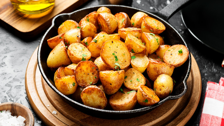 fried potatoes in skillet