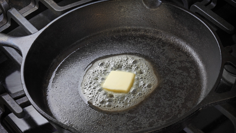 butter in cast iron skillet