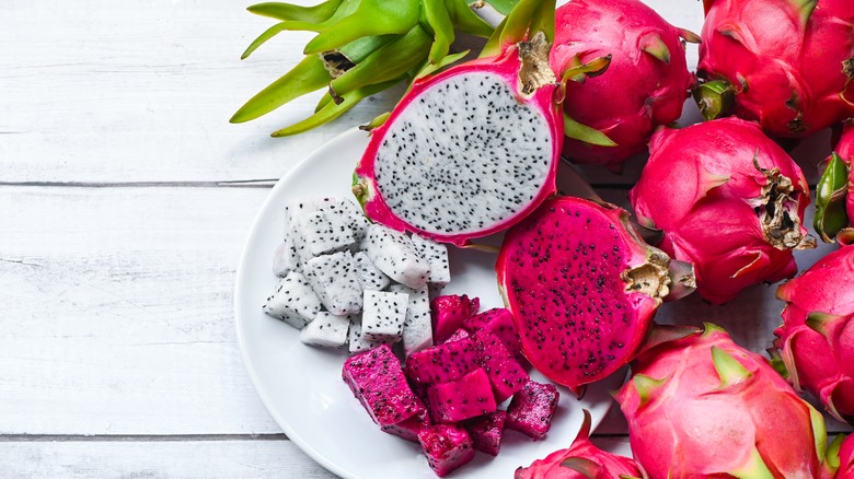 plate of dragon fruits