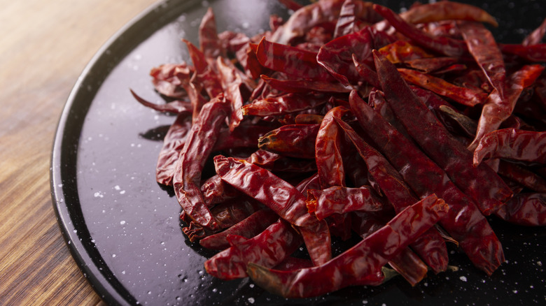 plate of dried red chiles