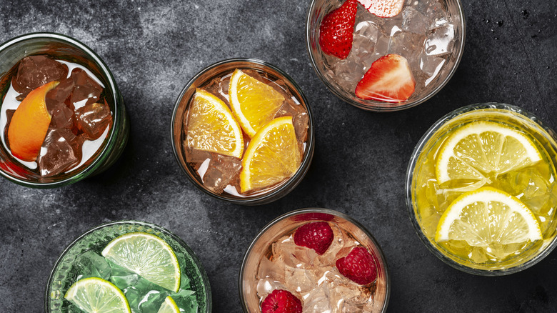 Different cocktails in glasses