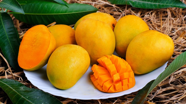 closeup of ripe mangos