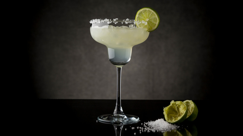 Margarita glass against dark background
