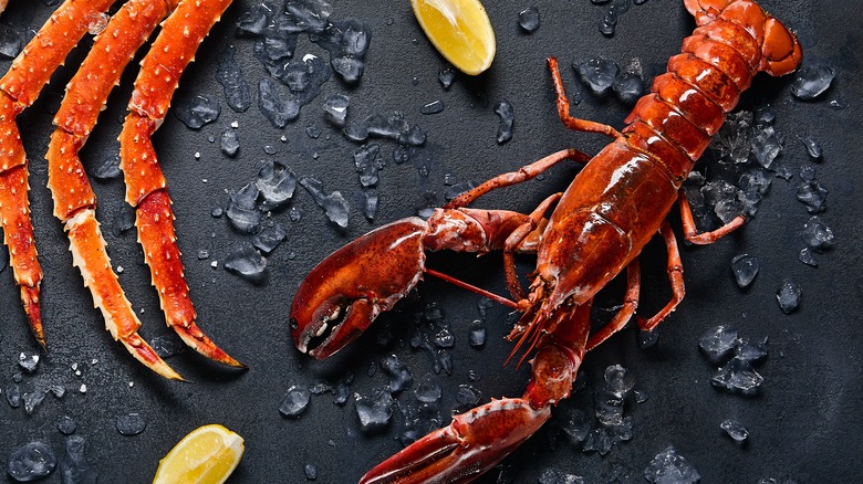 Whole lobster on ice