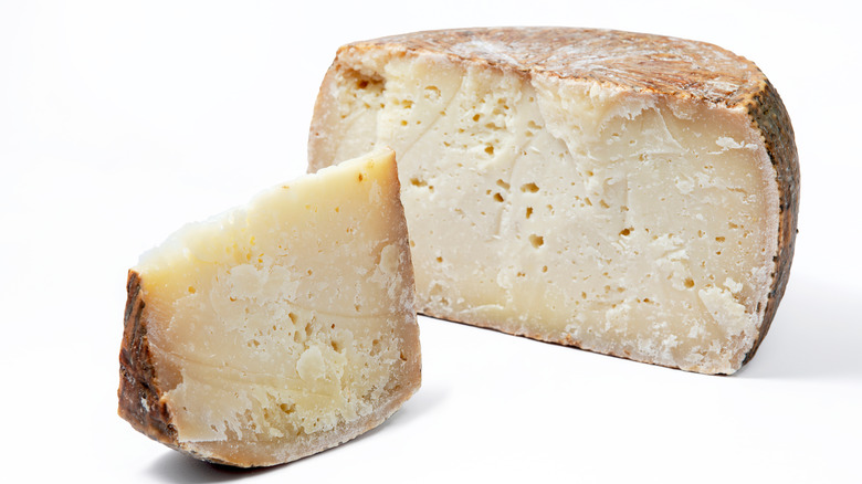 Aged cheese with white spots