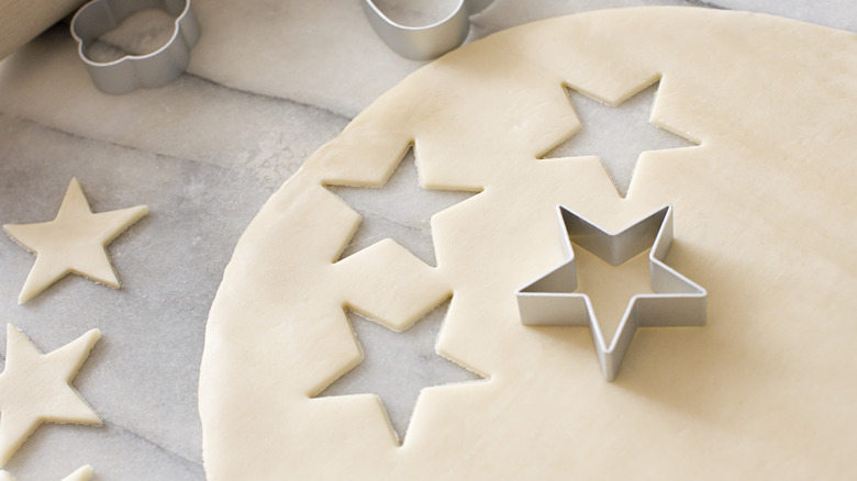 cookie cutter stars in dough