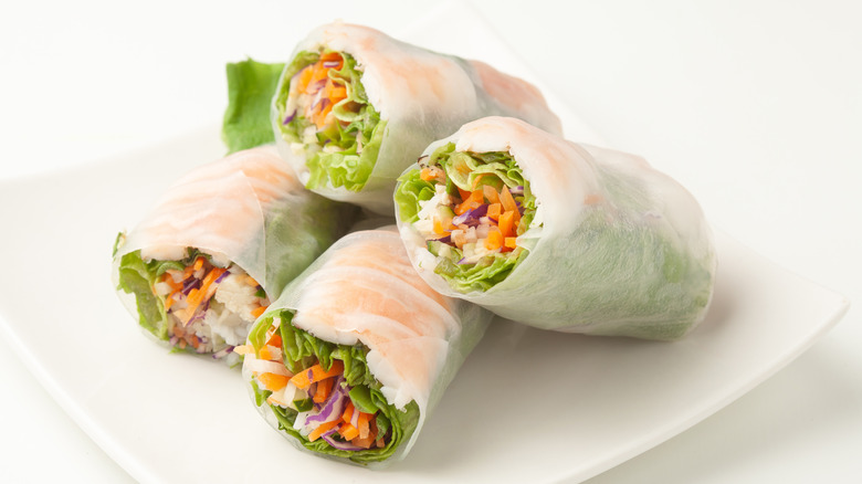 stacked up summer rolls