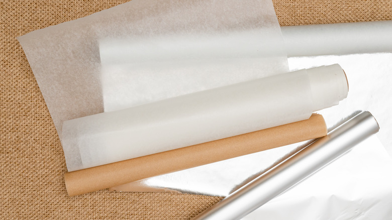 rolls of wax, parchment and foil