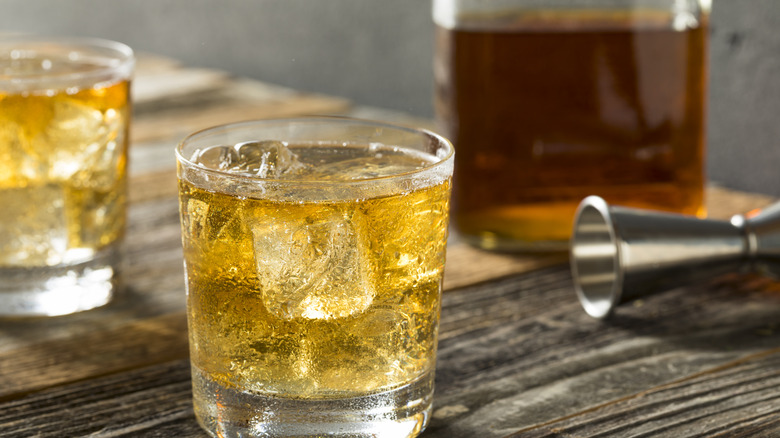 Scotch and soda over ice