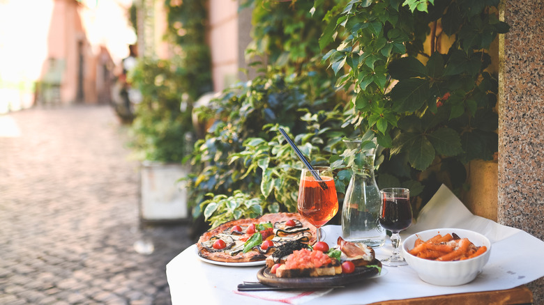 food on table in rome, italy