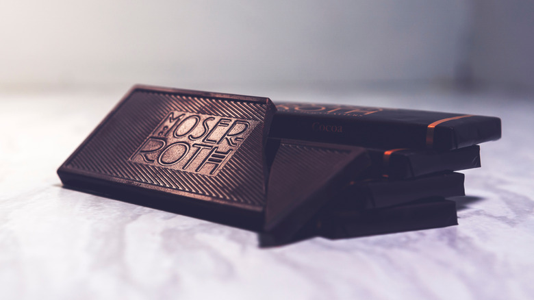 close up of dark chocolate