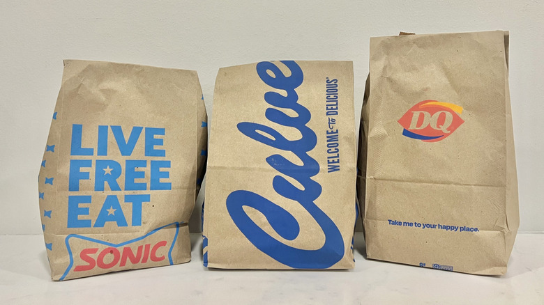 Culver's, Sonic, and Dairy Queen to-go bags.