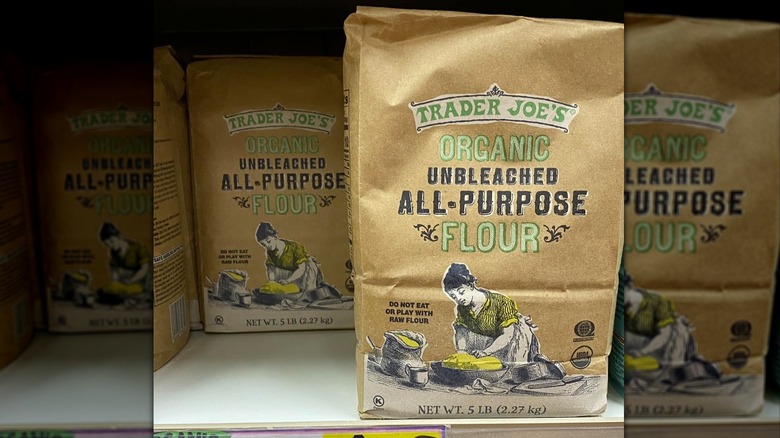 Trader Joe's organic flour on store shelf