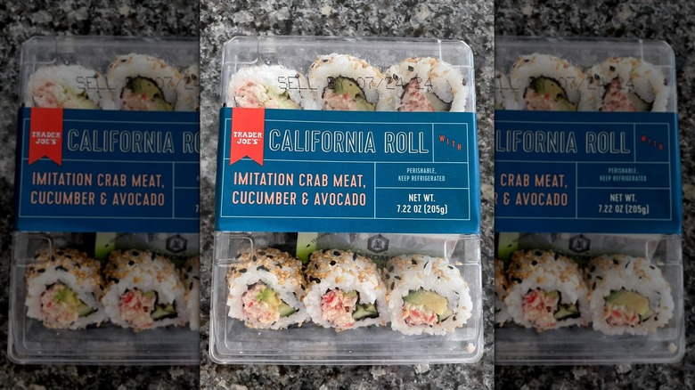 Trader Joe's California roll sushi on countertop