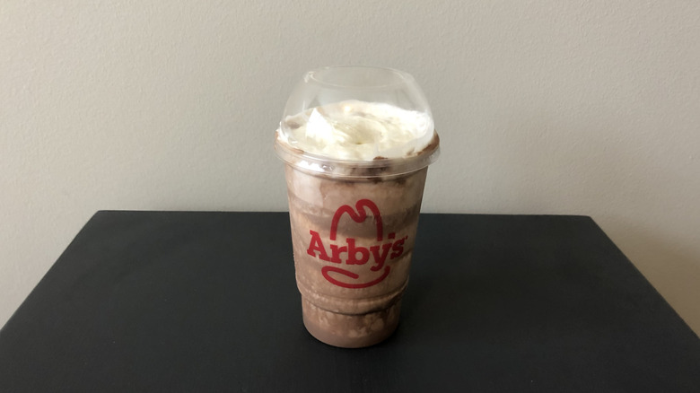 Arby's chocolate shake with whipped cream.