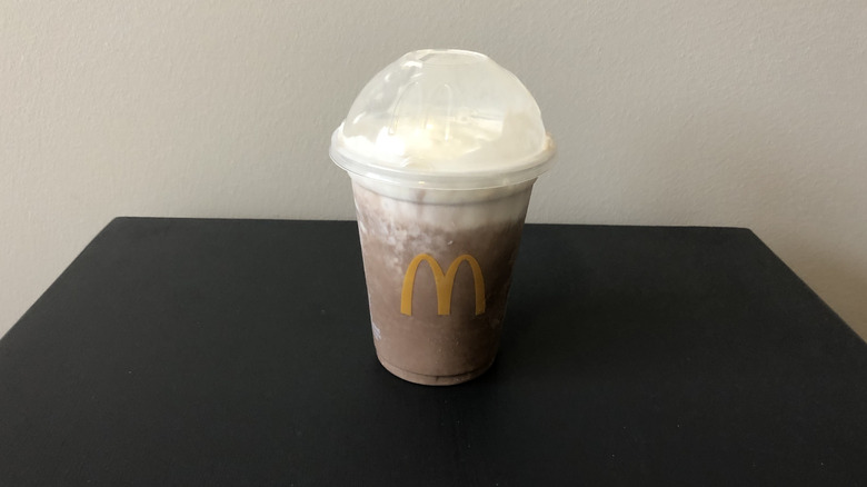 McDonald's chocolate shake with whipped cream.