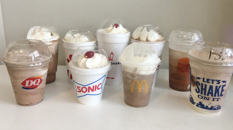 10 different fast food chocolate shakes.