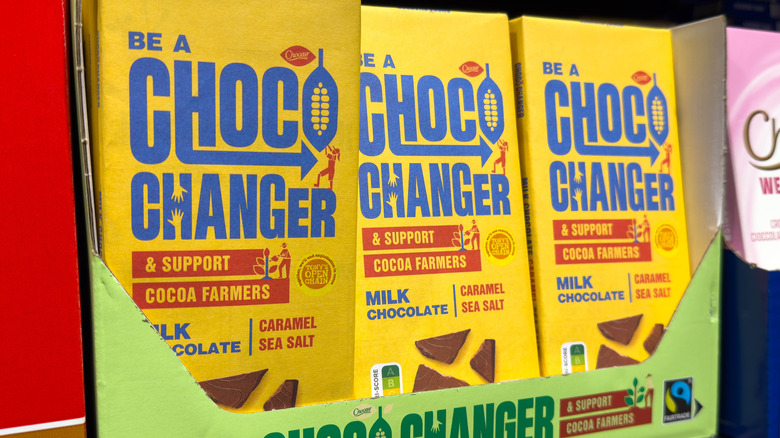 Display of Choceur's Choco Changer bars on the shelf
