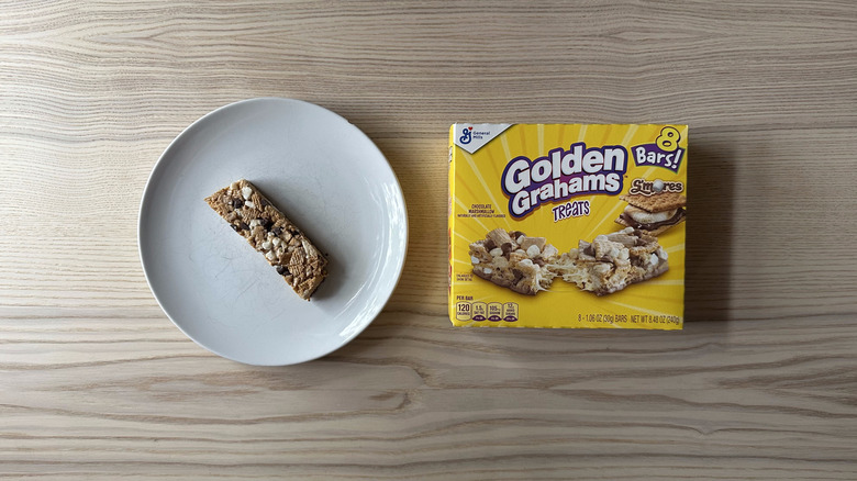 Golden Grahams Treat on white plate