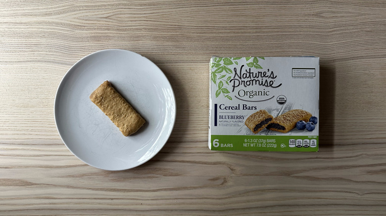 Nature's Promise Blueberry Cereal Bar on white plate