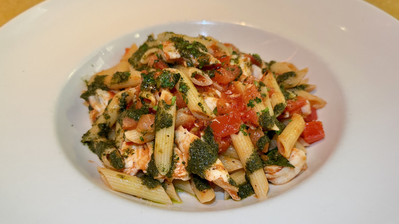 View of SkinnyLicious Chicken Pasta in a dish