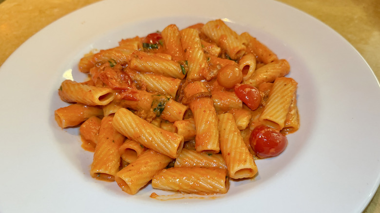 Close up of Spicy Rigatoni Vodka