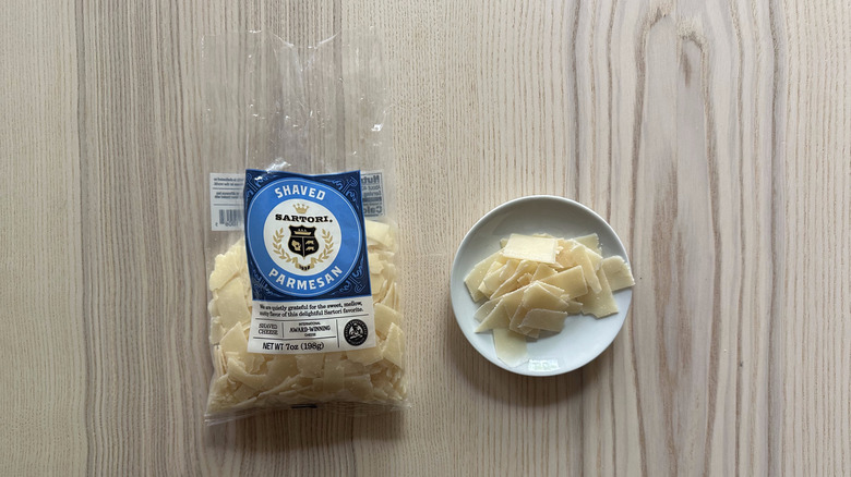 Sartori Shaved Parmesan Cheese on wooden table