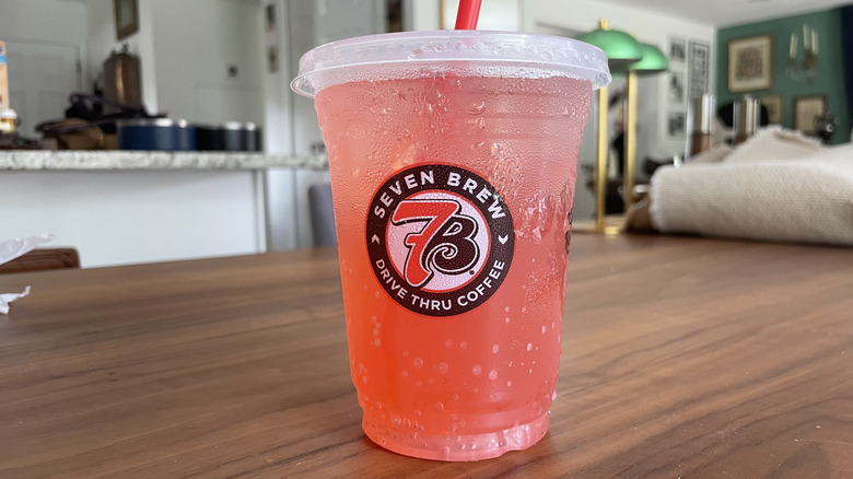Bahama Mama soda on a wooden table