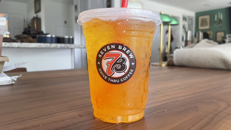 Heat Wave soda in a cup on a table