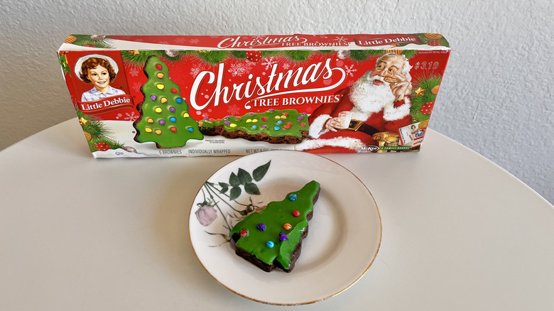 View of green Little Debbie Christmas Tree Brownie