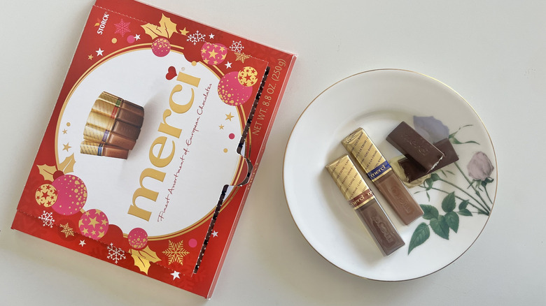 Top view of Merci chocolate box