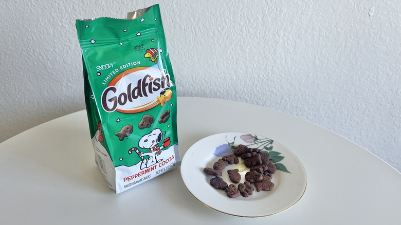 Goldfish Holiday Peppermint Cocoa Graham Cookies on a plate