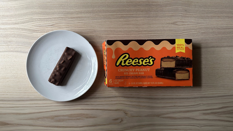 Reese's Crunchy Peanut Ice Cream Bars on wooden table